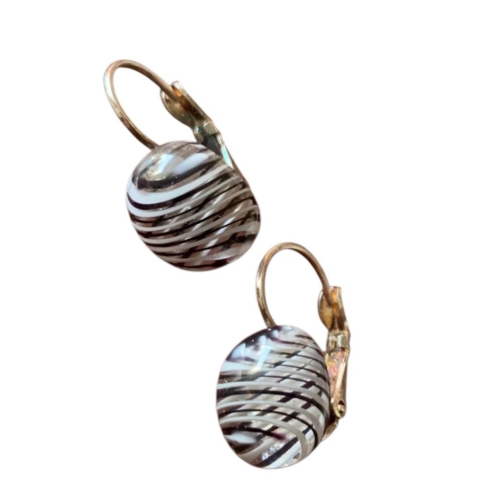 Vintage Elegant Black and White Striped Earrings